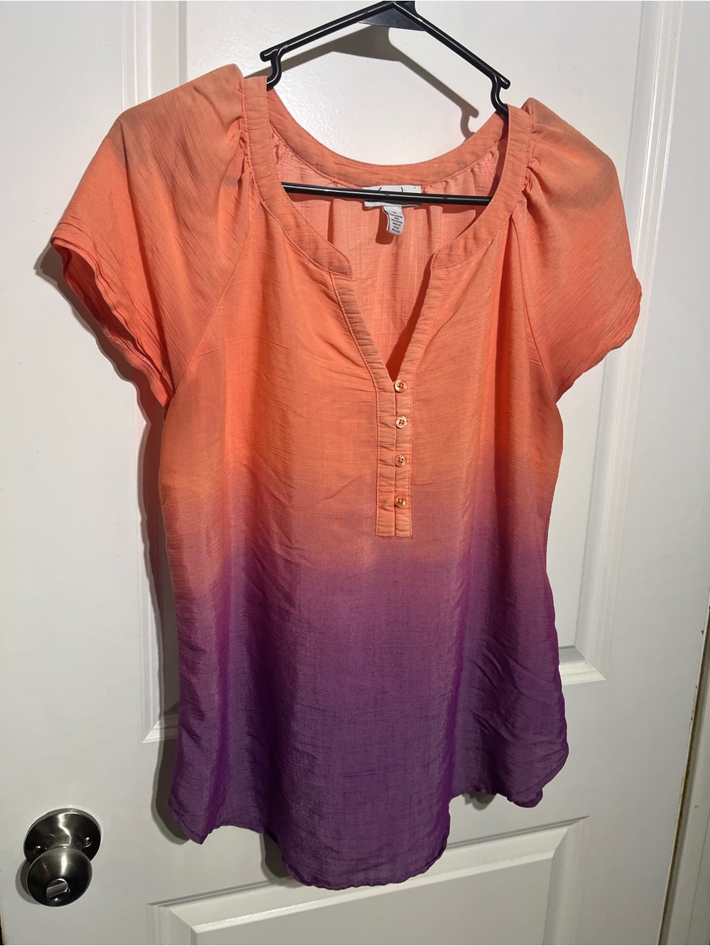 Kim Rogers Peach to Purple Ombre Short Sleeve Top